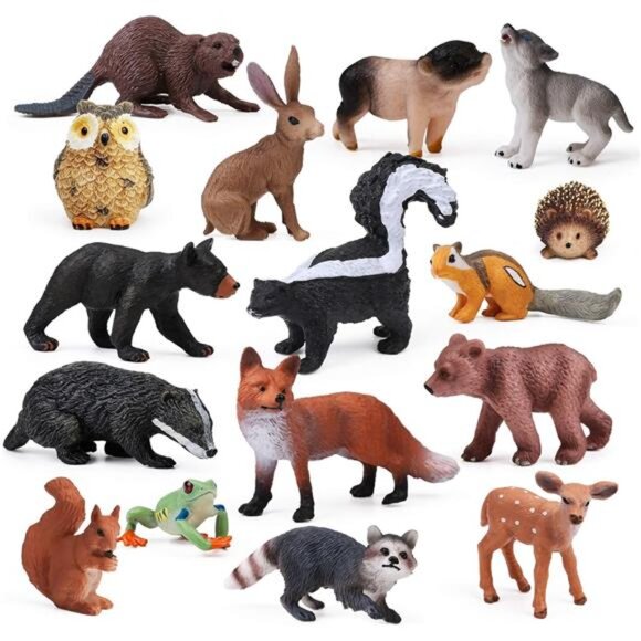 16PCS Forest Animals Baby Figures, Woodland Creatures Figurines, Miniature Toys - Picture 1 of 8